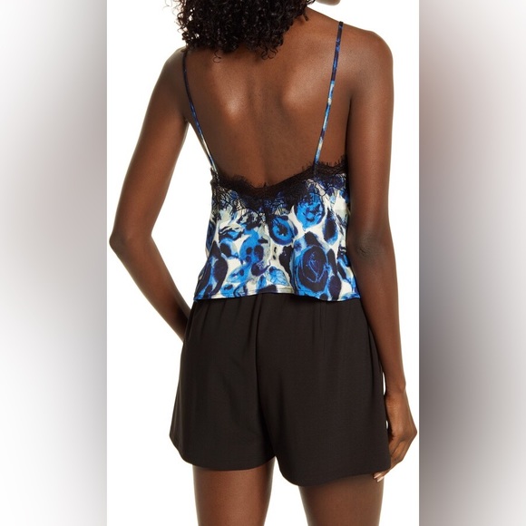 Open Edit Eyelash Lace Trim Satin Crop Camisole - ShopStyle size M - Picture 2 of 12